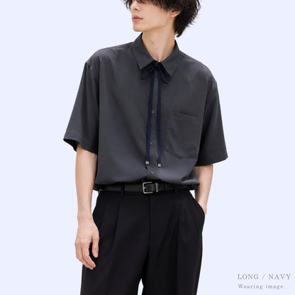 リボンタイ メンズ レディース 綿 コットン 長い ロング 0.9cm幅 無地 細幅 日本製 メール便 dplus arts