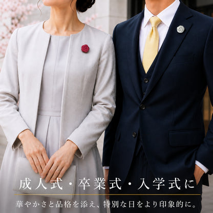 【新発売記念 10%OFF！9/11 am9:59迄】タックピン 花 バラ ローズ ラペルピン ブートニエール シルク 西陣織 フラワーホールアクセサリー 小さいコサージュ 結婚式 メンズ レディース 日本製 メール便 dplus arts