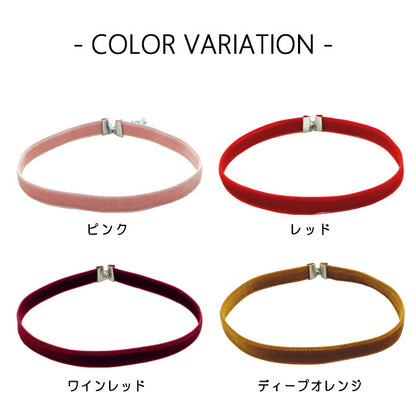 ベロア チョーカー メンズ レディース 細い 両面ベルベット リボン ゴールド金具 0.9cm幅 長さ3サイズ 日本製 メール便 dplus arts