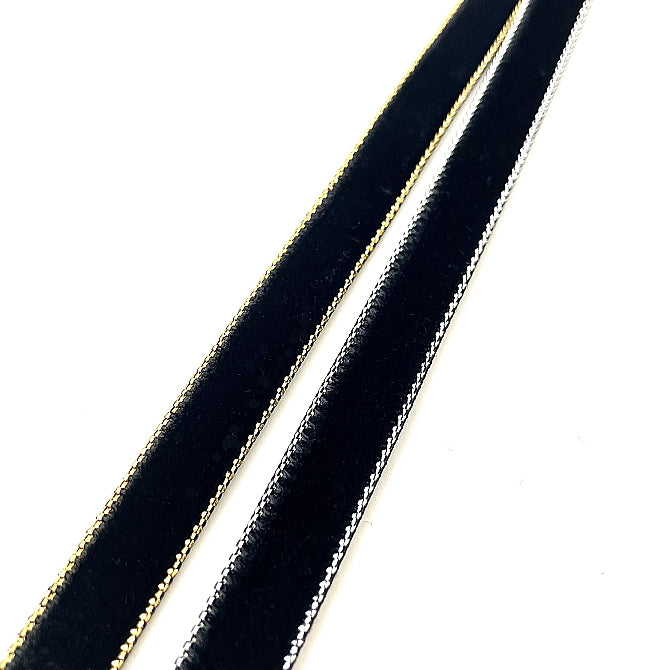 チョーカー ベロア 黒 ラメ ベルベット リボン メンズ レディース 細い 0.9cm幅 長さ3サイズ 日本製 メール便 dplus arts