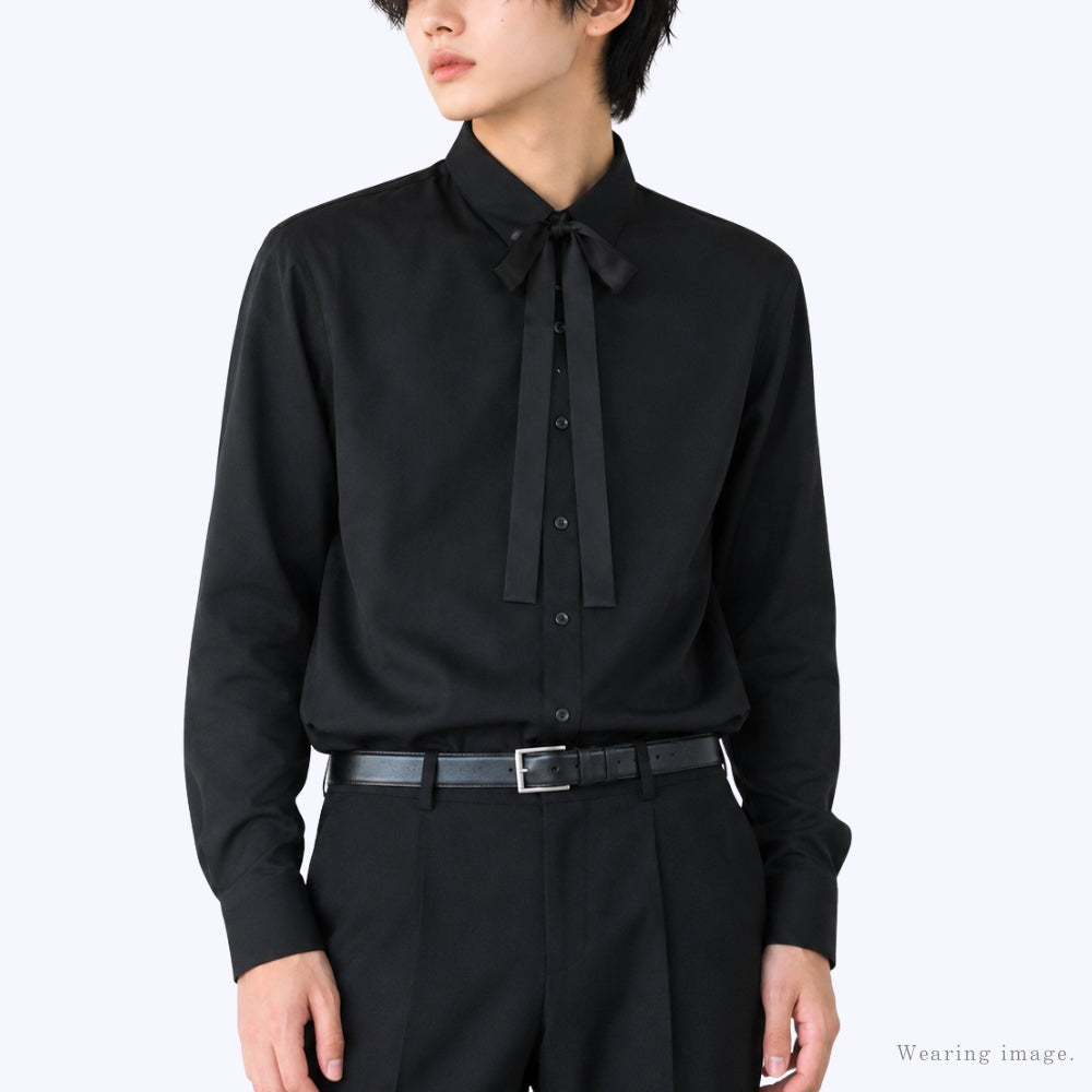【再入荷】ナロー スカーフ リボンタイ ボウタイ メンズ レディース 無地 3cm幅 黒 日本製 メール便 dplus arts
