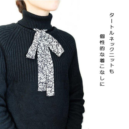 ナロースカーフ リボンタイ ボウタイ メンズ レディース 花柄 3cm幅 手結び 日本製 メール便 dplus arts