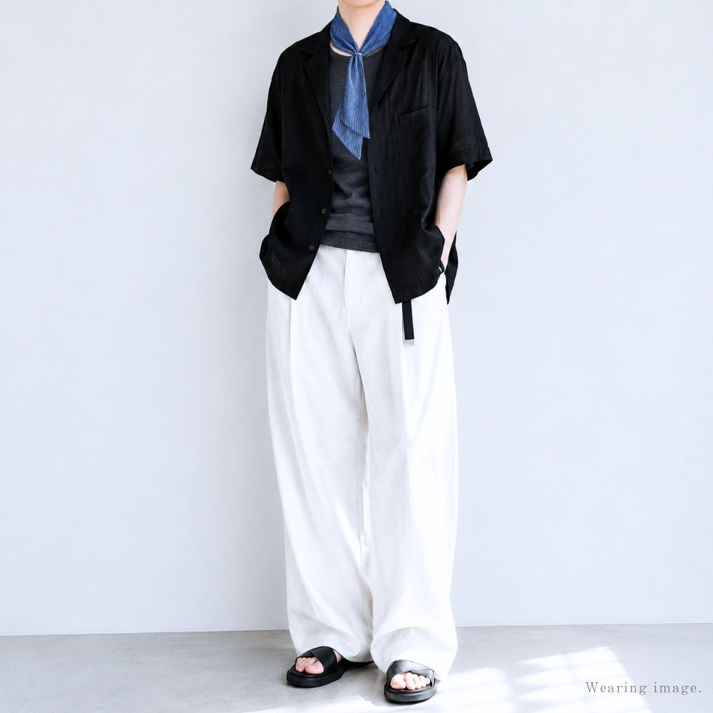 暑さ対策 ナロー スカーフ リングで簡単装着できて夏のおしゃれに 日焼け防止 保冷剤(2個) 専用ポケット おしゃれ 綿 ストライプ柄 ネイビー 紺 青 高島ちぢみ 日本製 メンズ レディース メール便 dplus arts